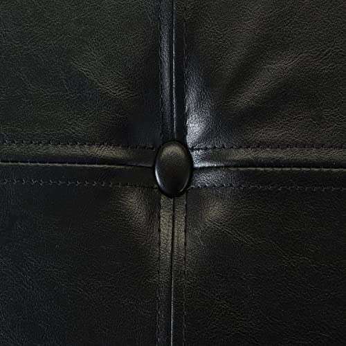 Simplify Faux Leather Folding Storage Ottoman | Single | Collapsible | Tufted Padded Seating | Foot Rest | Bench | Toy Box | Black - color: Black, size: 15"D x 15"W x 15"H