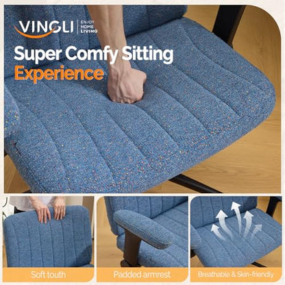 VINGLI Criss Cross Chair with Adjustable Flip-Up Arms,Cross Legged Chair with Wheels,Extra Wide Office Chair,Desk Chair for Home Office,Vanity,Bedroom, Apartment,Starry Chenille,Navy Blue - color: Navy Blue