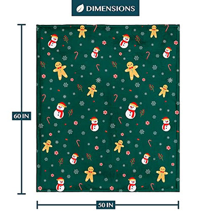 PAVILIA Christmas Gingerbread Throw Blanket | Green Holiday Christmas Fleece Blanket | Soft, Plush, Warm Winter Cabin Throw, 50x60 (Green Gingerbread) - color: Green Gingerbread, size: 50 x 60 Inches - Throw