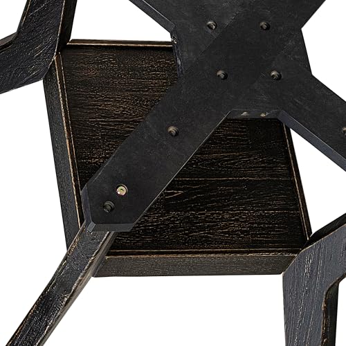 F58-11-TP - Kitchen Table with Acacia Wood Round Tabletop, Sand Blasted Black Finish - color: Sand Blasted Black, size: 54x54 Inch