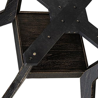F58-11-TP - Kitchen Table with Acacia Wood Round Tabletop, Sand Blasted Black Finish - color: Sand Blasted Black, size: 54x54 Inch