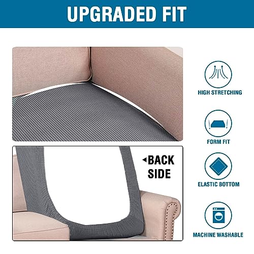 H.VERSAILTEX Super Stretch Individual Chaise Cover Sectional Couch Covers for L Shaped Sofa Both Left/Right Featuring Thick Jacquard Textured Twill Fabric (1 Piece Chaise Cover, Grey) - color: Grey, size: Chaise Cover