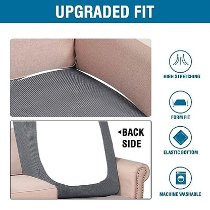 H.VERSAILTEX Super Stretch Individual Chaise Cover Sectional Couch Covers for L Shaped Sofa Both Left/Right Featuring Thick Jacquard Textured Twill Fabric (1 Piece Chaise Cover, Grey) - color: Grey, size: Chaise Cover