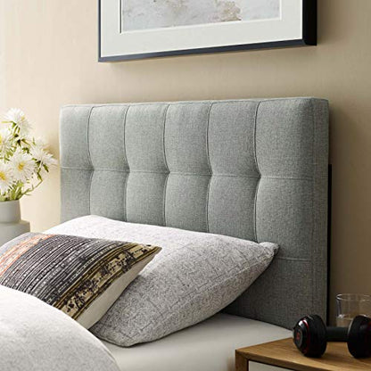 Modway Lily Tufted Linen Fabric Upholstered Twin Headboard in Gray - color: Gray, size: Twin