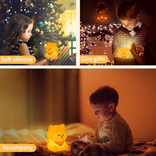 Rytinazzz Silicone Night Light for Kids, 50H Long Battery Red Panda Lamp, Cozy Gift Light for Kids, Soft Dimmable Bedside Light, Rechargeable Tap Control - color: Red Panda