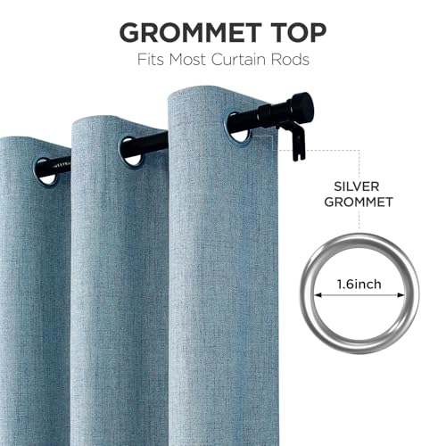 Joydeco Light Blue Blackout Curtains 90 Inches Long, Curtains 90 Inch Length 1 Panel for Bedroom, Thermal Insulated Linen Black Out Curtains with Grommets(100x90, Light Blue) - color: Light Blue, size: 100"W x 90"L (Pack of 1)