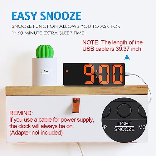 AMIR Digital Alarm Clock, LED Clock for Bedroom, Electronic Desktop Clock with Temperature Display, Adjustable Brightness, Voice Control, 12/24H, 6.3" Large Display for Home, Bedroom, Office | Temperature Display, Voice Control, Dimmable Brightness, 12/24