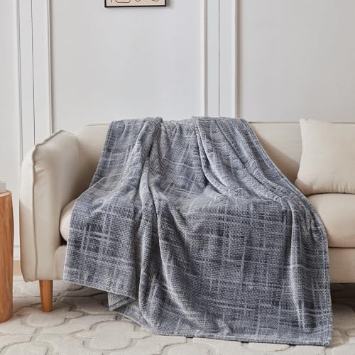 COOVA Fleece Bed Blanket Twin Size, Super Soft and Cozy 3D Jacquard Warm Blankets, Lightweight and Fuzzy Throw for Couch, Sofa, Chair, Giftable (Light Grey, 60"x80") - color: Graphite Light Grey, size: 60"x80"