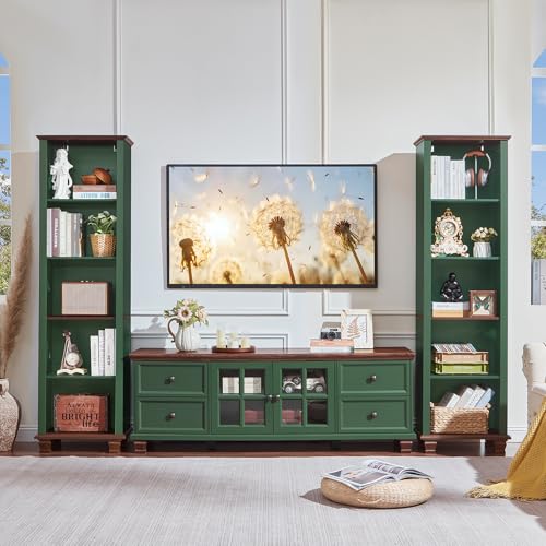 19.7" Wide Narrow Book Shelf, 5-tire Skinny Bookshelf with Adjustable Shelves & Solid Wood Legs, Farmhouse Freestanding Bookcase w/Storage, Tall Wood Book Case for Office,Living Room, Green - color: Green