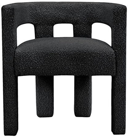 Meridian Furniture Athena Collection Modern | Contemporary Boucle Fabric Upholstered Accent | Dining Chair, 25" W x 21" D x 27" H, Black - color: Black