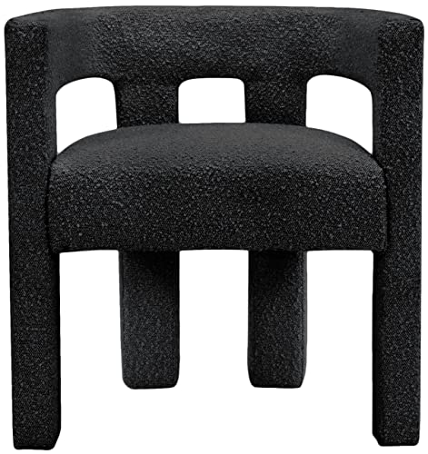Meridian Furniture Athena Collection Modern | Contemporary Boucle Fabric Upholstered Accent | Dining Chair, 25" W x 21" D x 27" H, Black - color: Black