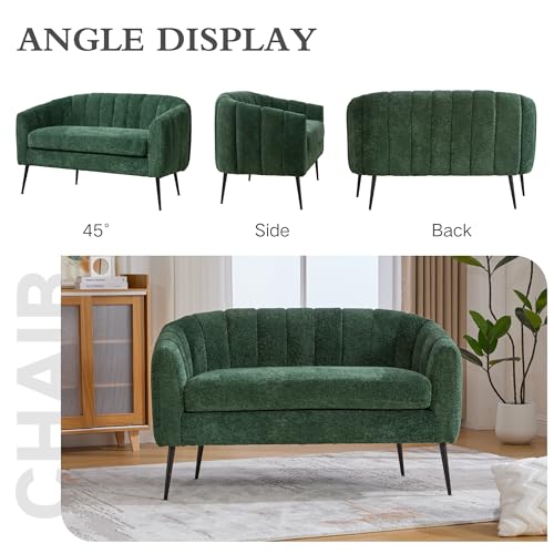 Chifee & Vingol Green Loveseat Sofa 50.2'' Wide Upholstered Loveseat Accent Couch with Metal Legs Modern 2-Seater Sofa for Living Rooms Bedroom Apartment Office,Green - color: S3055-green
