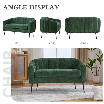 Chifee & Vingol Green Loveseat Sofa 50.2'' Wide Upholstered Loveseat Accent Couch with Metal Legs Modern 2-Seater Sofa for Living Rooms Bedroom Apartment Office,Green - color: S3055-green