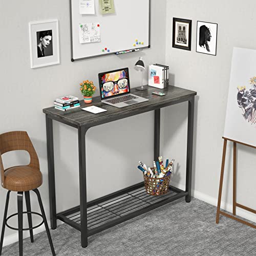 Ecoprsio Console Table Sofa Table with Mesh Shelves, 2 Tier Entryway Table Foyer Table for Entryway, Front Hall, Hallway, Sofa, Couch, Living Room, Coffee Bar, Kitchen, Grey, 32 Inch - color: Grey, style: 2-Tier