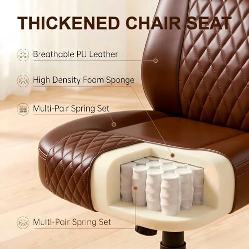 GTPLAYER PU Leather Office Chair, Home Desk Chair with Flip-up Arms, Brown | Ergonomic Back, Comfy Executive Chair for Home Office Gaming, Flexible Rocking, Heavy Duty Chairs - color: Brown