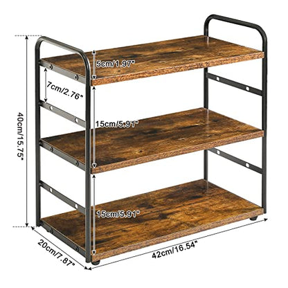 IBUYKE Counter Shelf,Kitchen Organization and Storage,Brown TWJ001H | 3-Tier Bathroom Countertop Organizer Tray Makeup Shelf Counter Standing Spice Rack Storage Shelf Cosmetic Holder - size: square, style: 1