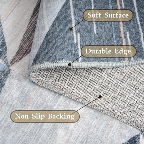 HOMFINE Washable Area Rug - Geometry Style Modern Rugs for Living Room, Bedroom, Machine Washable Rug Soft Non Slip Non Shedding Area Rug - Blue, 10'x14' - color: Blue, size: 10' x 14' (Rectangular)
