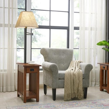 Leick Home Mission End Table, 12", Medium Oak - color: Medium Oak / Blackened