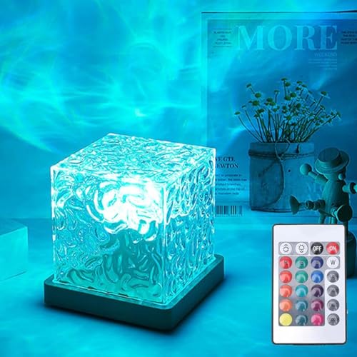 Ocean Wave Projector Light, 16-Color LED Shower Lamp with Remote, 3D Water Ripple Projection, Romantic Ambient Lighting for Kids Room, Relaxation, Bedroom, Bathroom & Night Light - color: Blue