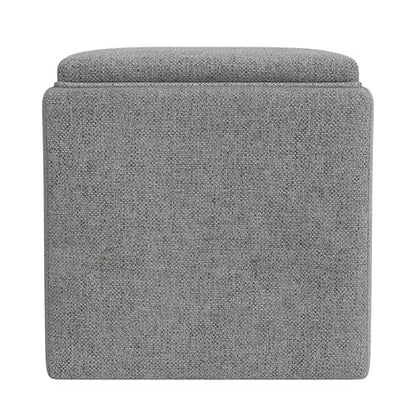 HomePop 17.5" Storage Ottoman with Tray Top - Grey Woven - color: Grey