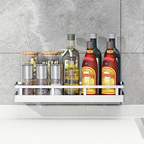Spice Rack Organizer, SUS304 Stainless steel Wall Mount Spice Rack Storage Basket - Seasoning Container, Kitchen Spice Organizer -Kitchen Seasoning Hanging Rack - Bathroom Shelf (Silver) - size: 15.7Inch 1PC