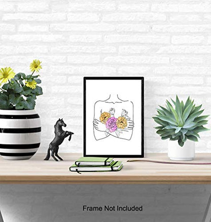 Minimalist Line Art Print - Aesthetic Silhouette Line Drawing Poster - 8x10 Abstract Contemporary Modern Wall Decor - Unique Gift for Women, Home, Bathroom, Living Room, Bedroom Decorations