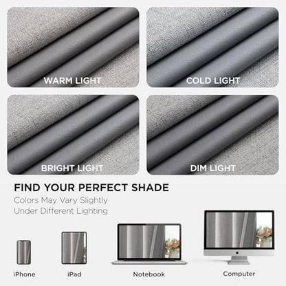 Joydeco Blackout Curtains 63 Inches Long 2 Panels Burg, Room Darkening Curtains for Bedroom, 100% Black Out Textured Thermal Drapes Privacy Protection 2 Panels Set(W52 x L63 Inch, Greyish White) - color: Greyish White, size: 52"W x 63"L (Pack of 2)
