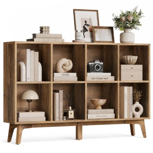 VASAGLE MAEZO Collection - Bookshelf, Bookcase, Cube Shelf with 8 Compartments, Storage Shelf, for Living Room, Home Office, Dining Room, 9.4 x 47.1 x 30.3 Inches, Honey Brown ULBC193KB01S - color: Honey Brown, size: 9.4"D x 47.1"W x 30.3"H, style: 8 Cube