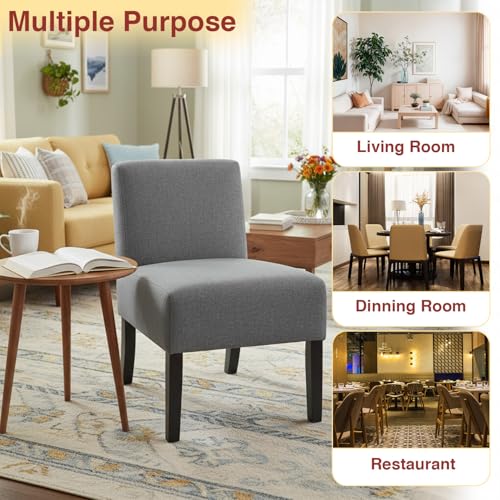 Dopinmin Armless Slipper Chair Accent Chairs, Fabric Mid Century Modern Parsons Chairs, Upholstered Dining Chairs for for Reading Bedroom Dining Room, Grey - color: Grey