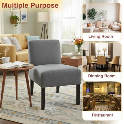 Dopinmin Armless Slipper Chair Accent Chairs, Fabric Mid Century Modern Parsons Chairs, Upholstered Dining Chairs for for Reading Bedroom Dining Room, Grey - color: Grey