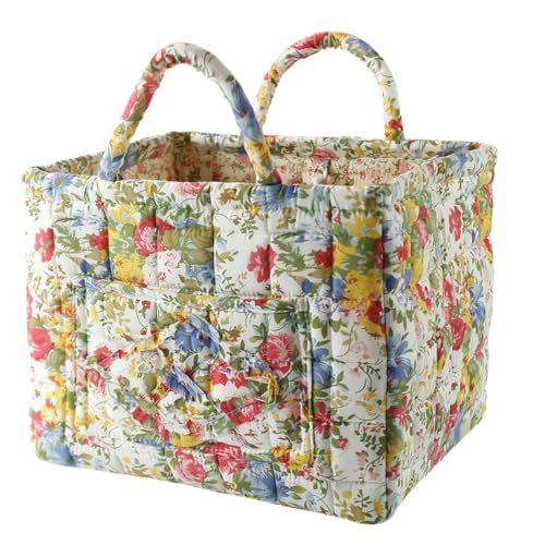 vctops Boho Fabric Quilted Storage Basket for Organizing, Basket Organizer Gift Baskets with Handles, Storage Bins for Toys, Books, Towels, and Clothes, Collapsible Fabric(Pattern I,13"x10.6"x10") - color: Pattern I