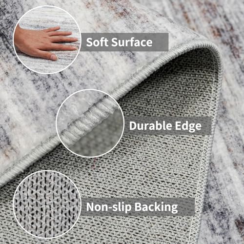 3x12 Washable Hallway Runner Rug: Extra Long Runners for Entryway Living Room Dining Room - Stain and Water Resistant Rugs with Non-Slip Backing - Soft Low-Pile Carpet 12ft Beige Grey - color: Beige/Grey, size: 3' x 12' (Runner)