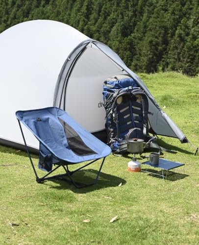 Low Ultralight Compact Folding Chair (Black) | with Side Pocket and Carry Bag, for Camping Backpacking Hiking - color: Black