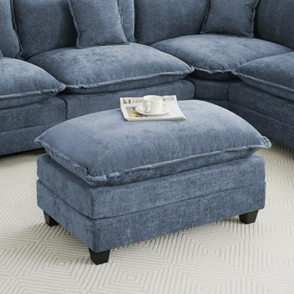 35‘’ Modern Chenille Cloud Sofa Ottoman,Rectangle Ottoman for Modular Sectional Sofa, Blue - color: Blue, size: 35'' Ottoman