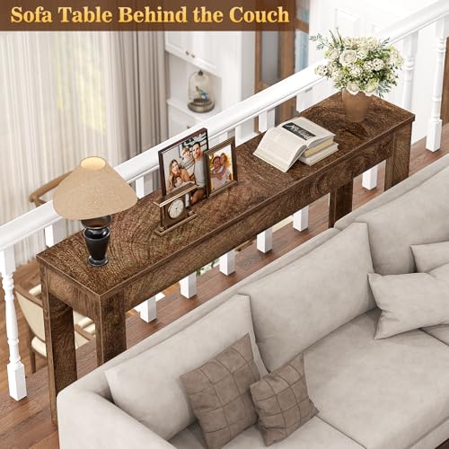 Console Table for Entryway, 47" Farmhouse Sofa Tables Narrow Long | Entry Way Table Behind Couch, Hallway Table for Entrance, Living Room, Foyer, Cracked Oak - color: Cracked Oak, size: 47"