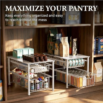 Simple Houseware Stackable Sliding Basket Organizer Drawer, White, 2-Tier - color: White, size: 2-tier