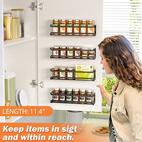 Bunoxea Spice Rack Wall Mounted 2 Pack, Black,11.41x2.75x2.75in | 2 Removalble Hooks,Screw or Adhesive Hanging,Space-Saving,For Kitchen Cabinet, Pantry Door,Stove,RV - color: Black, size: 2Pack