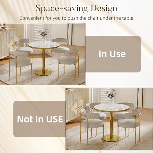 31.5" Circle Tulip Table with Sintered Stone Tabletop, Gold Edge & Pedestal | Modern Round Dining Table, Leisure Bistro Table for Kitchen, Small Places, Living Room, Cafe, Restaurant (Crystal Onyx) - color: Crystal Onyx (Golden Edge), size: Round