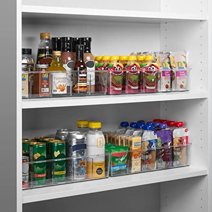 ClearSpace Pantry Storage Bins with Removable Dividers, XL, 4 Pack | Pantry storage bin for organizing food items, kitchen essentials, and refrigerator storage - size: 15"L x 7.5"W x 3.5"H