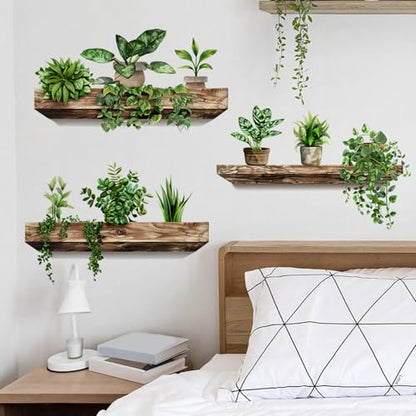 Green Plant Wall Decals 3D Bonsai Tropical Betterfly Wall Sticker Creative Vinyl Peel and Stick Removable Wall Art Decor for Living Room Bedroom Home Office (Green Plant 3) - style: Green Plant 3