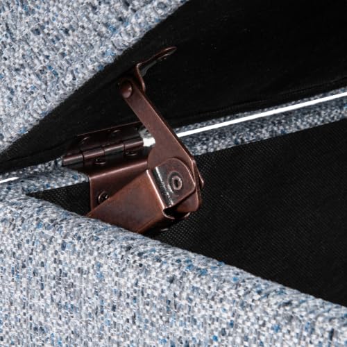 HomePop 22" Medium Rectangular Storage Ottoman - Blue Gray Woven Fabric - color: Blue Gray Woven Fabric