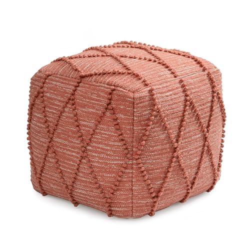 Anji Mountain Pouf Ottoman Foot Rest, Handmade Ottoman Pouf, Comfortable Foot Stool, Decorative Floor Seating for Living Room Decor, Bedroom & Home Décor Accent - Terracotta - color: Terracotta