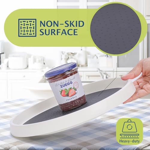 Lazy Susan Turntable, Set of 4, 10 Inch Non-Skid Lazy Susan Organizer for Cabinet, Pantry Organization, Kitchen Storage, Bathroom Sink Cabinet, Refrigerator, Countertop, Spice Rack (4 Pack 10 in) - size: Grey 10 In 4 Pack
