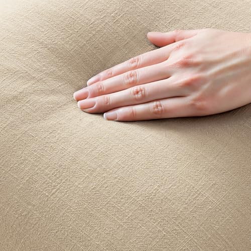 MIULEE Boho Linen Fringe Decorative Throw Pillow Covers Beige 18x18 | Set of 2, Cottagecore Decor, Boho Farmhouse Neutral Pillow Covers, Rustic Couch Cushion Cases for Sofa Bed Living Room - color: Beige, size: 18" x 18" (Pack of 2)