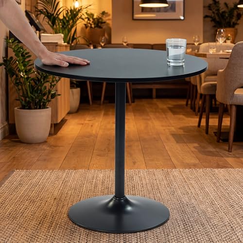 LeTinn 31.5" Round Dining Table for 4, Mid-Century Modern Pedestal Base Kitchen Table for Small Space – Compact Design for Breakfast Nook, Apartment, Dorm, Easy Assembly, Black