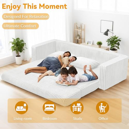 78" Loveseat Boneless Couch,4-in-1 Convertible Sofa Bed | Plush Fur Folding Futon Sofa Bed Couches w/1-Pillow for Living Room,High-Density Foam,No Assembly Required(King Beige) - color: Beige, size: King