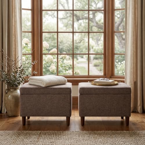 HomePop 24" Dinah Collection Storage Ottoman - Chocolate Brown - color: Brown
