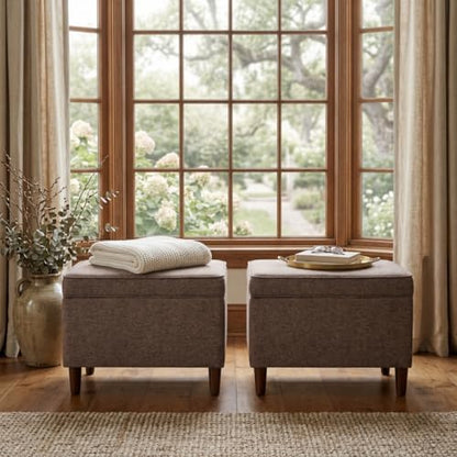 HomePop 24" Dinah Collection Storage Ottoman - Chocolate Brown - color: Brown