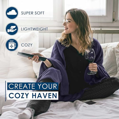 King Size Fleece Blanket | Comfy Supersoft Fleece Blanket – All-Season Light Weight Throw Blanket | Luxuriously Soft | Throw Blanket for Couch and Sofa | Machine Wash | Navy - color: Navy, size: King