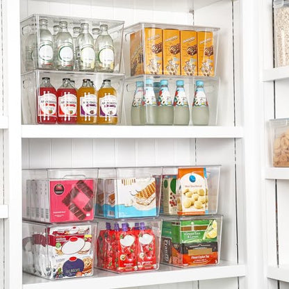 Vtopmart 6 Pack Clear Stackable Storage Bins with Lids, XLarge | BPA-free Plastic, Organize Vertically, For Pantry Kitchen Fridge Cabinet Closet Bathroom, Built to Last, Easy to Move - size: XL(13"L x 7.4"W x 7"H)